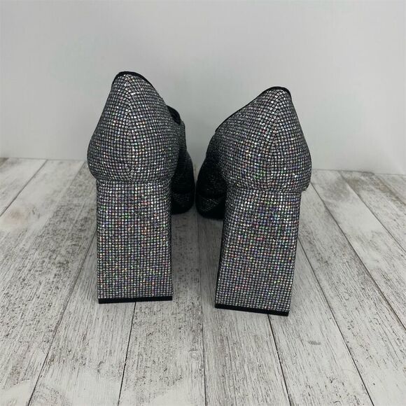 Gianni Bini 2-Night Disco Glitter Silver Rhinestone Platform Pumps Size 10M - Picture 6 of 8